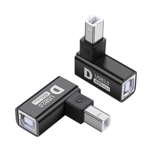 2PCS USB 2.0 Type B Printer Adapter, Type B, Man to Female Converter, MIDI Extension Cable, USB 2.0, USB 2.0, voor Printer, Scanner, Mixer, Mixer, 2 Pieces, Black (D)