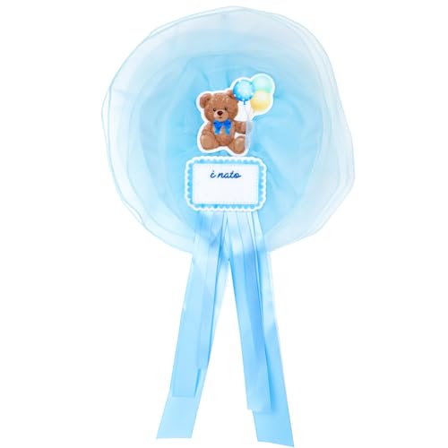 Boeg voor de geboorte, Jongens, Lichtblauw, Kookkaart, Geboorte, Buiten, Boeg, Beer, Kind met Naam, Schrijfbare Decoratie, Gast Giften voor Geboorte, Doop, Hang op Window Door