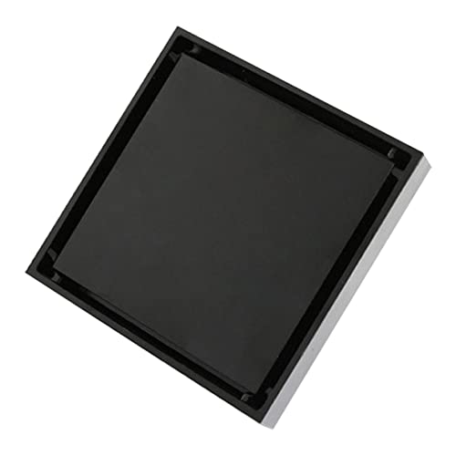 Bodemafvoer 10 x 10 x 4 cm, Vierkante afvalhoes met verwijderbare hoesrooster en filter, koperen vloerafvoer voor 40mm/50mm/75mm Buis (zwart)