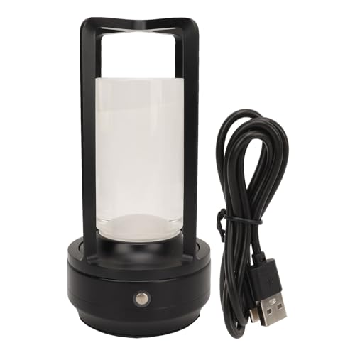 Kristaltafellamp 3 Kleurtemperatuur Touch Control USB oplaadbare LED Bureaulamp voor thuis (BLACK)