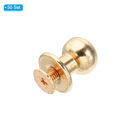 9mm studs voor kleding, 50 sets studs en spikes lederen klinknagels kegel spikes knoop hoofd metalen schroef studs polen voor lederen ambachten, gouden kleur 3