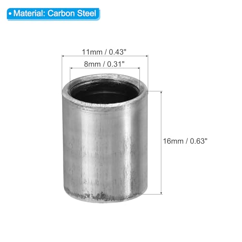 M8 Steel Standoffs, 12 stuks Metaal Standoffs Steel 8mm ID x 11mm OD x 16mm L Carbon Staalspacer schroefspacer ronde voor 5/16 inch of M8 schroefbouten