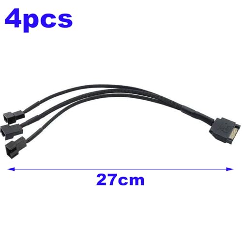 5 stuks SATA Fan Power Cable, 15 Pin SATA tot 3 x 3 Pin/4 Pin, 12V PC Case, Fan Splitter PWM Adapter voor Ventilator, PC, Power Cable voor koeling huisvesting voor