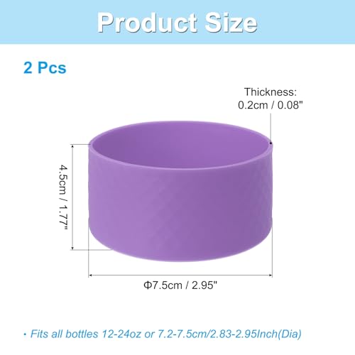 Siliconen Waterfles Boat, 2 stuks 7,5cm Waterfles Beschermende Mouwen 12-24oz Anti-slip bodemhoes Mouw Accessoires Beschermer voor Sport Waterflessen, Paars