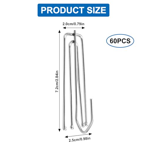 60 st Roestvrij stalen gordijn haken, Vouwhaken, Gordijn haken, Roestvrij staal, Gordijn haken voor alle thuis gordijnen