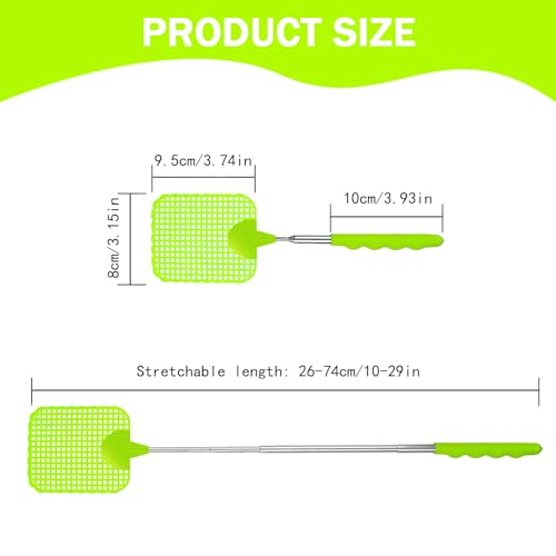 5 Piece Fly Swatter Uitschuifbare Swatter Sterk Flexibele handleiding Zwakke Set Kleurrijke Fly Swatter Handleiding Instelbaar Zwak met roestvrij staal Telescopische handgreep voor vliegen