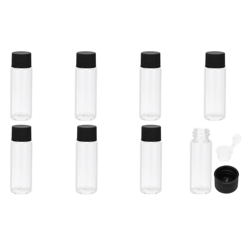 20ml Essentiële olieflessen, 8 stuks Heldere glazen flessen met openingsreducer, injectieflacon, slanke schroefdop, opslagflessen, container, zwart