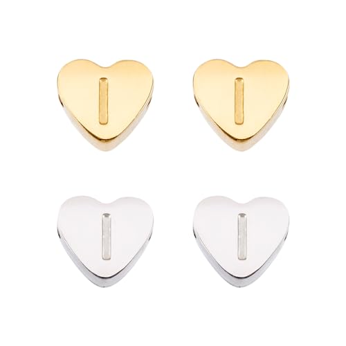 4st Stainless Steel Alphabet Kralen Klinker Initial Letter I Losse kralen Pony Heart Craft Kralen voor vriendschap armband ketting oorbellen sieraden maken