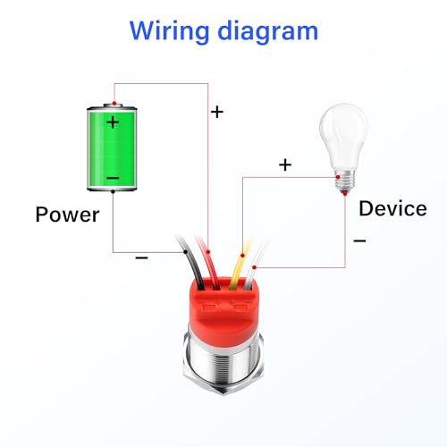 19mm Touch Switch, 0.74 Inch LED Latching Switch, DC 6V tot 36V, IP67 Waterdichte metalen Momentary Touch Knop voor 3/4" Drill Hole 5