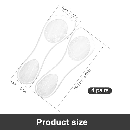 3/4 Schoeninlegzolen, 4 paar Siliconen inzolen, Duidelijke Onzichtbare Voorvoetkussens, Vrouwen Siliconen inzolen voor hoge hakken, Sandalen