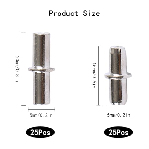 50 st. Shelf support Pegs, Metalen Plank Pegs Push-in Kast Plank Pegs 5mm Stud Boekenkast Pegs Nickel Platte Plank Pins Pins voor Office Meubilair Keuken Boekenkasten