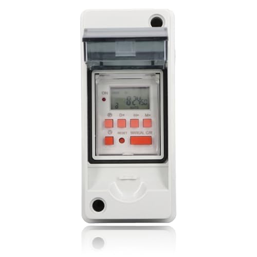 Programmeerbare digitale tijdschakelaar voor Poolpompen, Verwarmers, Filters, 7 dagen 28 AAN/UIT Timerinstellingen, AC85-265V LCD Digitale Timerschakelaar weergeven met
