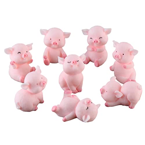 8st Miniatuur varkensfiguren Lucky Varkenfiguren Leuke roze varken voor DIY Craft Cake Decoratie Fairy Tuin Verjaardag Party