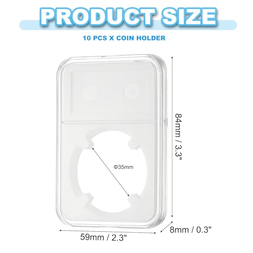 35mm Coin Lab Weergavehouder, 10st Clear Plastic Munt Opbergdoos met vier punten voor Coin Collector Bescherming en Organisatie