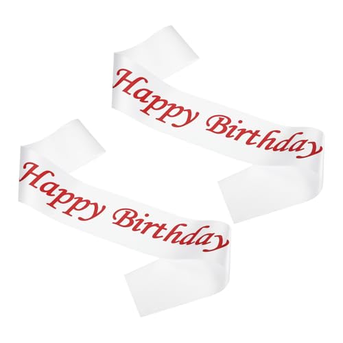 Verjaardag meisjes sash, 2 stuks verjaardag sash voor vrouwen satin koningin prinses sash partij decoraties voor feestgeschenken gunsten, wit