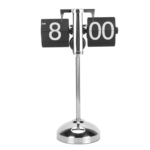 Digital Flip Horloge, Roestvrij staal, Pull-Out Pull Bar, Automatische digitale omkeerbare beweging, roestvrij staal, 304 Telescopische Rod voor woonkamer, Kantoor (zwart) 4