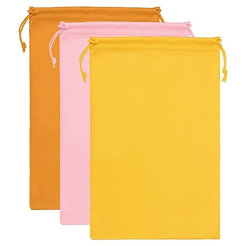 Ski Goggles Bag, 3 Pack Soft Microfiber Snow Goggles Beschermende opslagzak Mouwkoord zak voor cameralenzen, zonnebril, Eyewear, Roze, Oranje, Geel