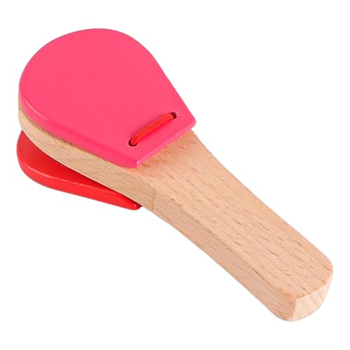 Verpakking van 2 houten castanettes, percussie-instrumenten, houten castanettes, leerinstrumenten, vingerkastagnetten, ritmemuziekinstrumenten 3