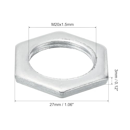 M20 x 1,5 Stalen Hex Noten 30 stuks Metrische Thread Gegalvaniseerde Hardware Noten Schroeven Bouten Apparatuur Bevestiging voor Lampen Machineonderhoud 3mm Hoogte