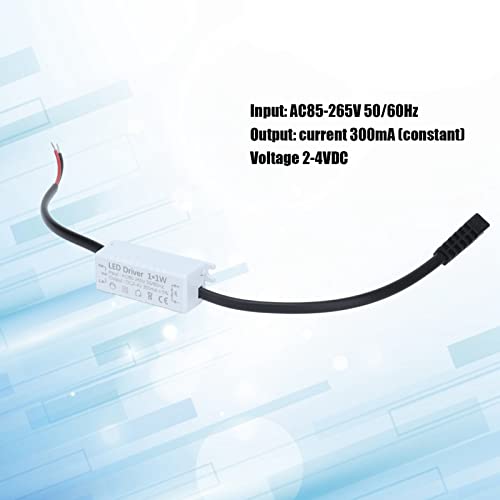 LED driver (1 x 1 W) constante stroom, 300 mA, ingang AC85-265 V, uitgang 2-4 VDC, voeding driver aansluiting 5
