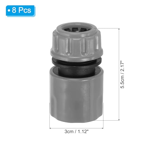 1/2" slang Reparatie Connector Extender, 8 st Plastic Tuin slang Reparatie Water slang Connectors Leakproof Design, grijs