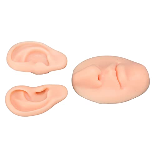 Siliconen oor Model Kit Inclusief 1PC neus en mond model en 1 paar oor Model, Display Prop Lestool voor Piercing praktijk (lichte huid kleur) 5