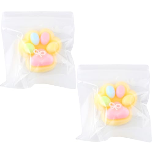 2Stuks kattenpoot knijpen Speelgoed, Jelly Kitty Paw Fidget Speelgoed Squishy Zachte Squishy Animal Paw Kawaii Kat Paw Squishy Schattig geschenk voor thuis kantoor ontspannen (Dopamine Geel)