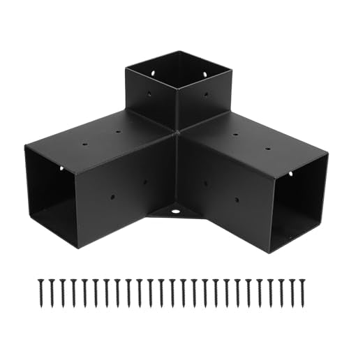 Pergola Kit, Paviljoen houder, Hoek klem Houtwerk DIY Post Base Kit, Galvanized Powder Coated, Volledig gelaste Gazebo, Posthouder voor Pergola Houten Posts (Buachoisju53-12)