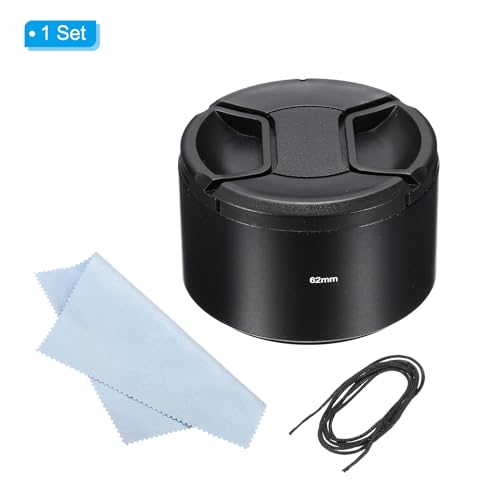 62mm Lenskap, lange focus Matte oppervlakte anti-reflectieve binnencap met 67mm lensdop en camera lenzen schoonmaakdoek, zwart 3