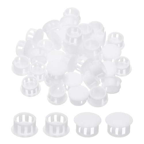 Plastic Hole Plugs, 48st 3/5" (15mm) Plastic Plugs Schroefgat Plug Snap Flush Panel Knockout Locking Plugs Meubels Invoegen Einddop voor Ronde Gaten Keukenkast, Wit