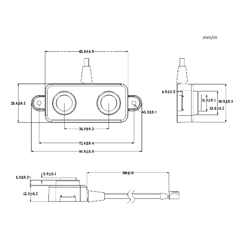 Ultrasone afstand sensor Waterdichte UART gecontroleerde 3-450 Cm, lopende DC 3.3V - 5V Detector voor Robot 3