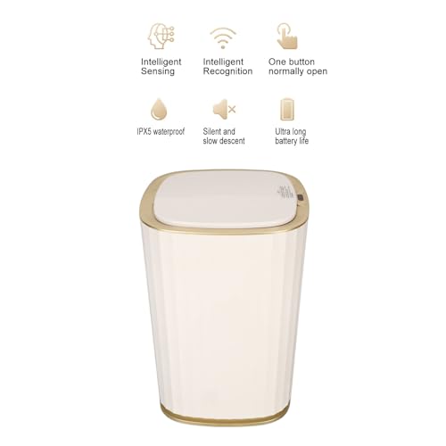 Contactloze prullenbak, 15L Witte automatische prullenbak met bewegingssensor voor slaapkamer 4