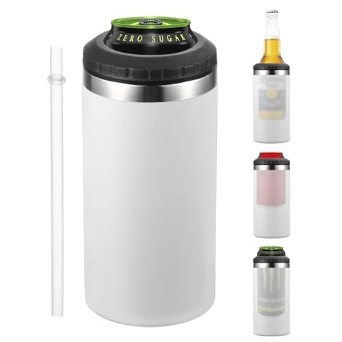 Slim Can Cooler, 16oz Skinny kan geïsoleerd bier Sleeve Drinkhouder voor bier Soda koffie gewone blikken en flessen, wit