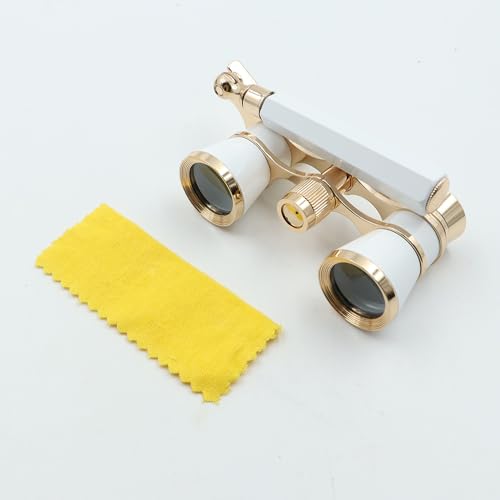 Sea Opera verrekijker telescoop, 3 x 25 Opera glazen met handvat, verrekijker Portable Telescope Gift for Men, Women(White)