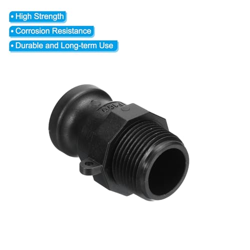 Poly Cam Lock Fittings, 2 stuks 1 Inch Part F Man Adapter x Man Thread Cam Groove Slang past polypropyleen Cam Locking Fittings, zwart 4