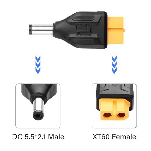 XT60 naar DC5521 Adapter XT60 naar DC 5.5mm x 2.1mm Draadloos voor TS100 Soldeerijzer, FPV Monitor, Voeding, Drone (XT60 Bus naar DC Plug)