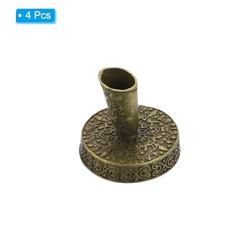 4 stuks vintage ronde metalen pennenhouder, invoer standaard desktop pen basis voor kantoorbegeleidingen bruiloft bruids verloving gasten boek, geel brons 3