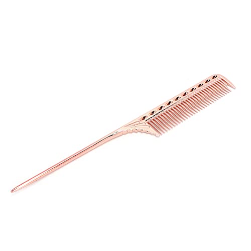 Hair Comb, Professional Rat Tail Hair Comb Salon Kapper Styling Comb Barber Aluminium Metal Comb (Rose Gold) 3
