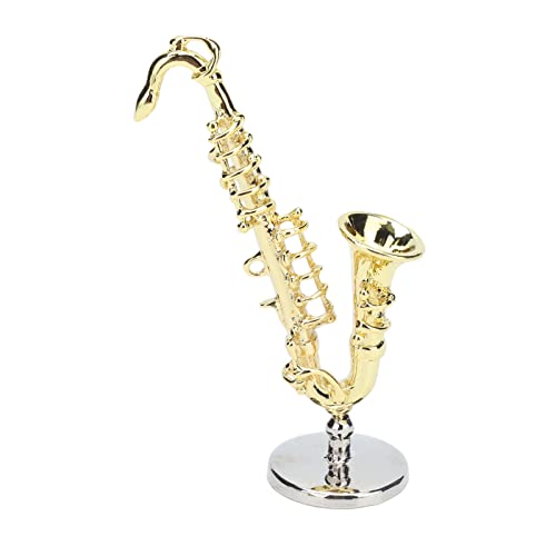 Poppenhuis Saxofoon, Poppenhuis Saxofoon Mini 1:6 levendige prachtige miniatuur muziekinstrumenten met basis voor kinderen speelgoed decoratie geschenk