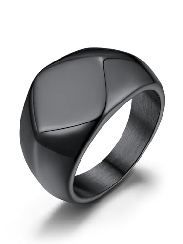 Juwelier Signet ring, zeshoekige, roestvrij stalen vingerring, Metaal, Metaal