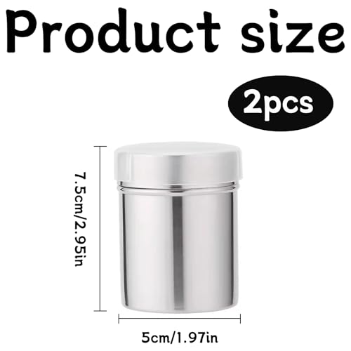 2 Stukjes Gepoederde Suikershakers Cacao Cappuccino Sprinkler Roestvrij staal Gepoederde Suiker Grinder met twee End Caps voor Cacao Koffie Chocolade Suiker Zout