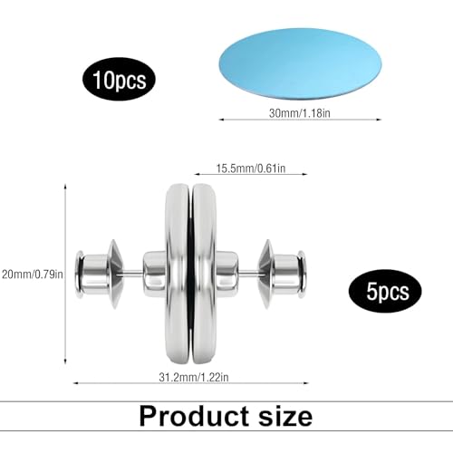 Verpakking van 10 magneten voor gordijnen, 20mm gordijn Magneetronde met Stickers, Rustvrije gordijnen Accessoires, Zilver, voor Slaapkamer, Woonkamer, Eetkamer, Badkamer, Kantoor