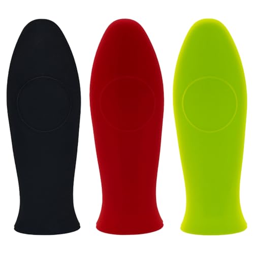 3Stuks Siliconen hete handgreep houder, anti-slip Pothouder hittebestendig Pot handvat Pan Mouwen hittebeschermer Cast Iron Skilet Handvat Hoes Veilig Rubber Grip Handle Dekking voor