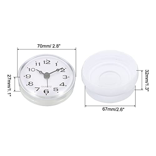 Waterdichte badkamer klok, Mini ronde muur klok met Zuigbeker voor douche Keuken Home Decoratie, Wit
