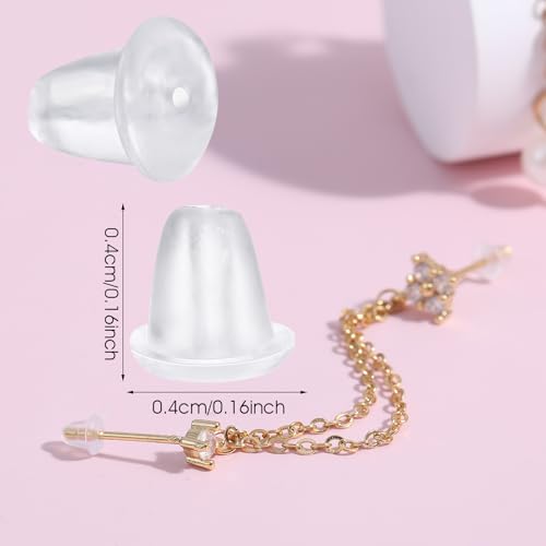 400 Stuks Stud oorbellen Sluiting Silicone Silicone Stud Oorbellen Stud Oorbellen Transparant voor Vrouwen Ambachten