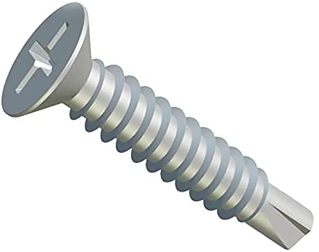 metaalschroeven Zelftappende Phillips Countersunk Flat Head Zelfborende Schroeven (zak van 100) Zink Plat voor metalen platen / dakramen bevestigende Zelftappende Zelfborende DIN7504 P (3,5 mm x 13 mm)...