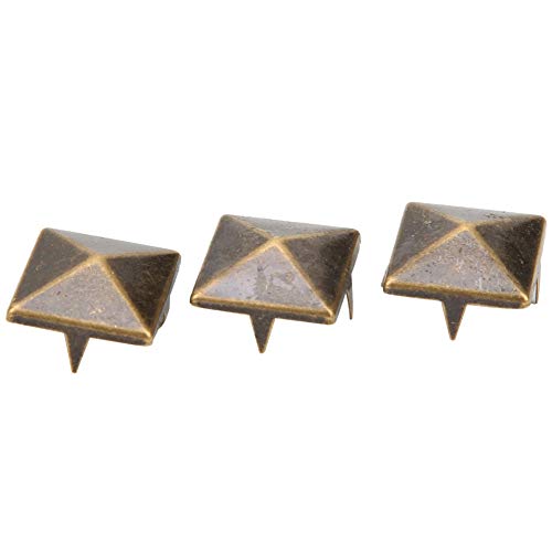 100st Piramide Rivets, 10-15mm Square Brass Dots Hielen 4 Klauwen Metalen Rivets Kralen Lederen Decoratie Vierkant Rivets voor schoenen, tassen, armbanden, Kleding(Bronzen 12mm)
