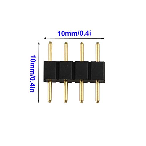 40 st. 10mm LED Socket, 4 Pin RGB Connector, Soldeerpen voor RGB LED Strips, 4 Pin RGB Male to Male Connector, Zwart, voor LED Lamp Strips 3