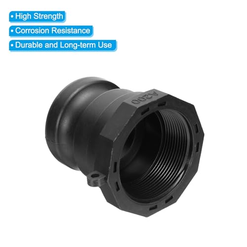 Poly Cam Lock Fittings, 2 stuks Deel Een 2 Inch Mannelijke Adapter x 2 Inch Vrouwelijke NPT Wire Cam Groove Slang past polypropyleen Cam Lock Fittings, Zwart 4