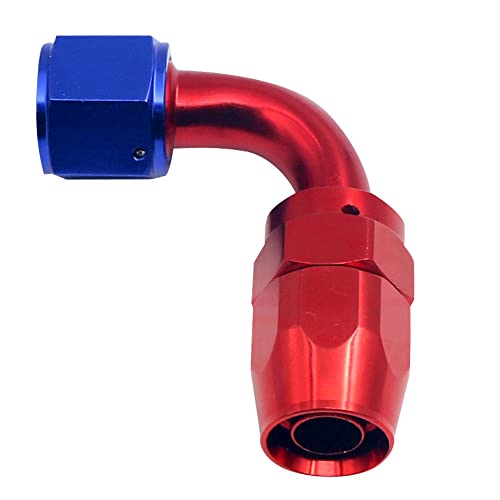 2 Pack 6AN Swivel slang einde passen 90 graden voor gevlochten CPE brandstof slang blauw rood 5